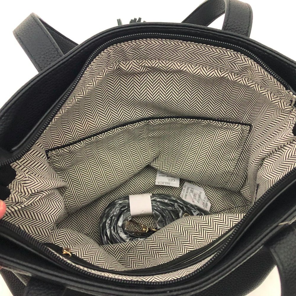 Jen and Co. Black Cassandra Double Pocket Tote Cross Body 10x13x5 inches - Picture 7 of 8